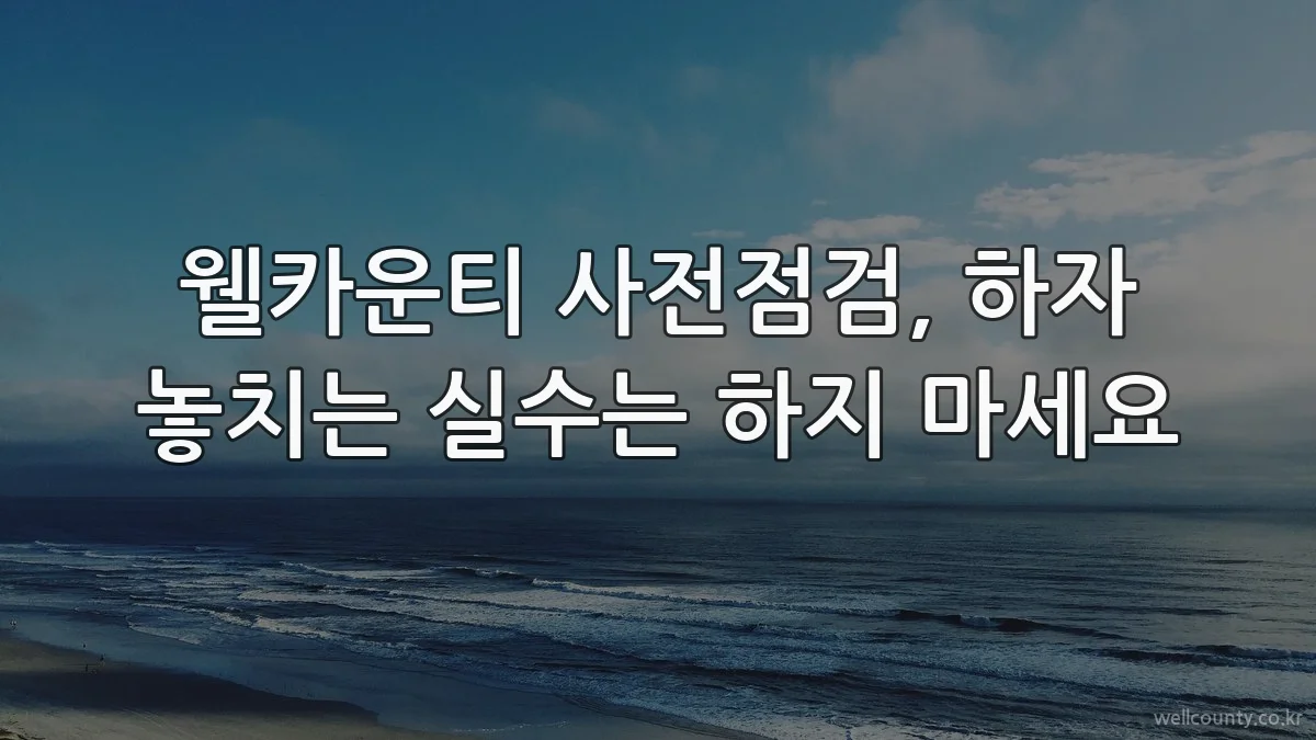 웰카운티 사전점검, 하자 놓치는 실수는 하지 마세요