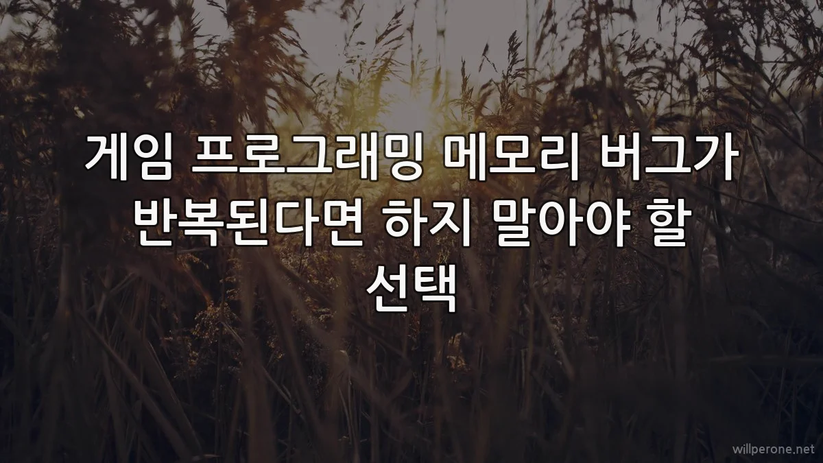 게임 프로그래밍 메모리 버그가 반복된다면 하지 말아야 할 선택