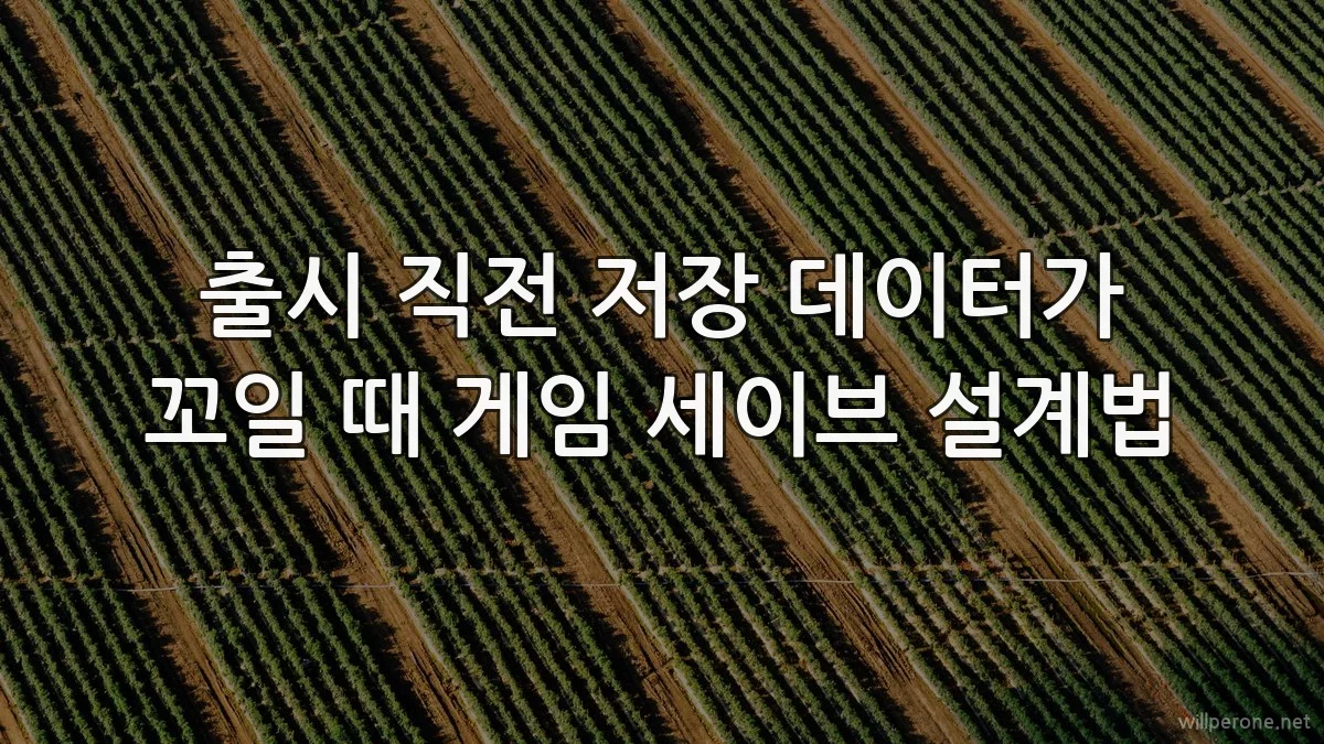 출시 직전 저장 데이터가 꼬일 때 게임 세이브 설계법