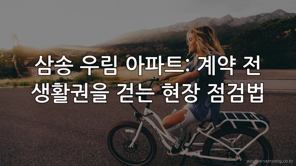 삼송 우림 아파트: 계약 전 생활권을 걷는 현장 점검법