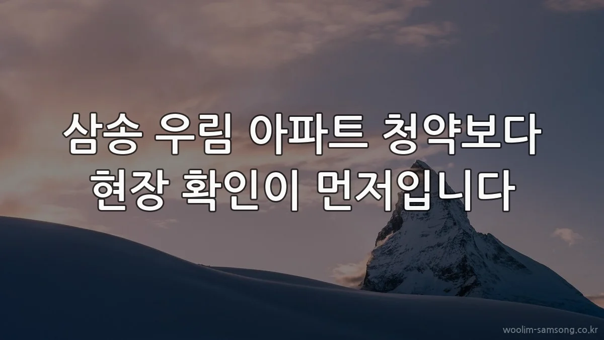 삼송 우림 아파트 청약보다 현장 확인이 먼저입니다