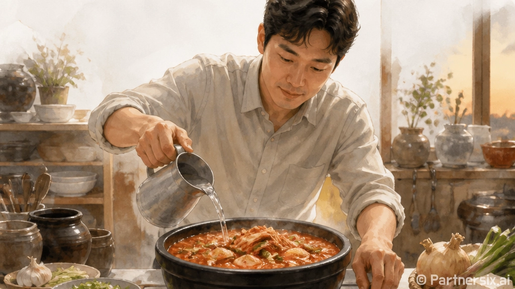 초보자를 위한 유성김치찌개 맛있게 끓이는 방법, 물 양과 불 조절까지