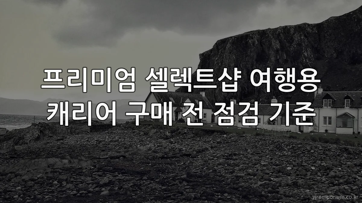 프리미엄 셀렉트샵 여행용 캐리어 구매 전 점검 기준