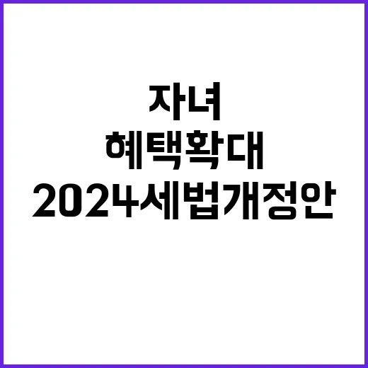 2024 세법 개정안 결혼 부부와 자녀 혜택 확대!