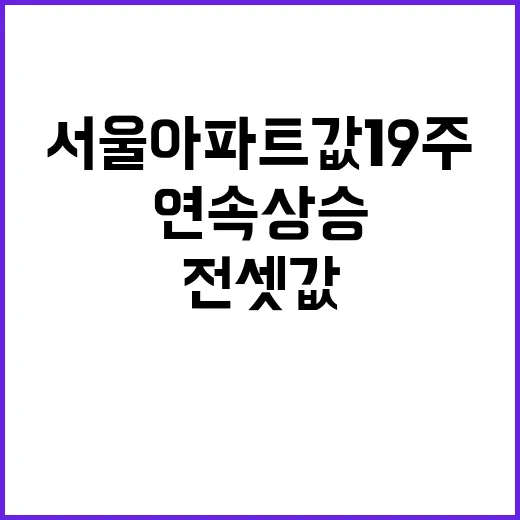 서울 아파트값 19주 상승, 전셋값도 연속 상승!