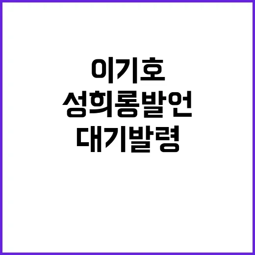 성희롱 발언, 이기호 대기 발령 사실 알고 있나요?