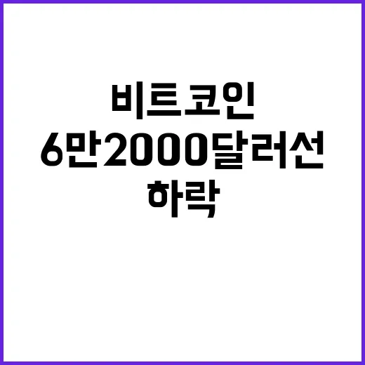 비트코인 하락, 6만2000달러선 이하로 떨어졌다!