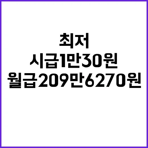 최저 시급 1만 30원, 월급 209만 6270원 확정!