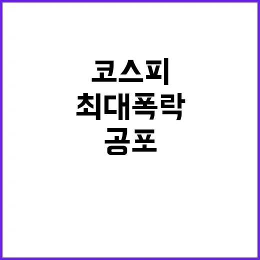 “공포” 대공황급 코스피 사상 최대 폭락 소식!