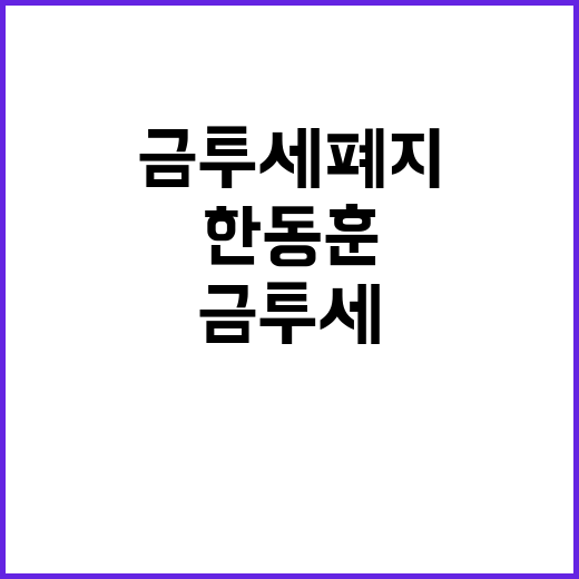 금투세 폐지, 한동…