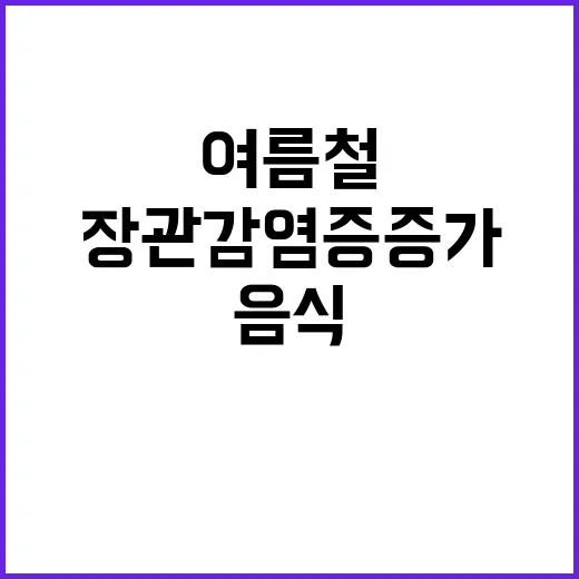 장관감염증 증가…여름철 물·음식 주의 필수!