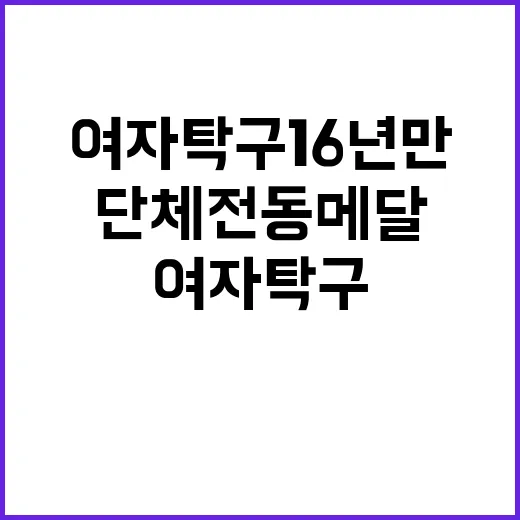 여자 탁구 16년 만의 단체전 동메달 쾌거!