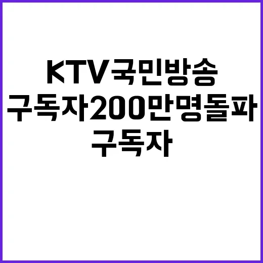 KTV 국민방송 구독자 200만 명 돌파 소식!