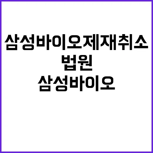 삼성바이오 제재 취소 법원 결론과 합리화!