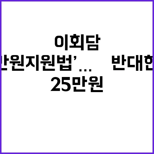 ‘25만원 지원법’尹 반대한 이유 이회담 주목!