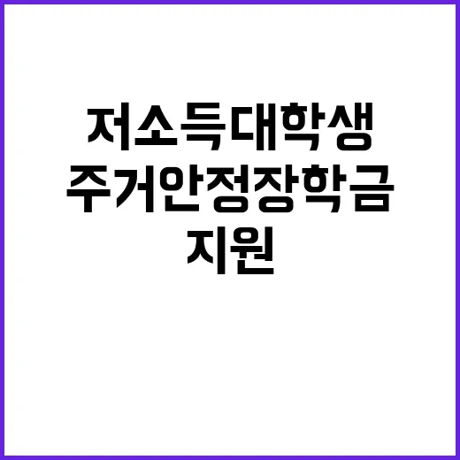 주거안정장학금 저소득 대학생 위한 지원 확대!