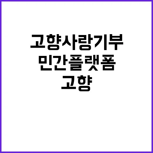 고향사랑기부 민간플랫폼 도입 소식에 관심 집중!