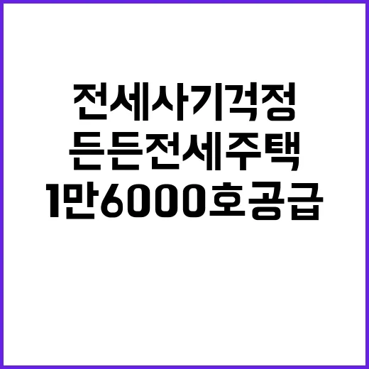 든든전세주택 1만 6000호 공급으로 전세사기 걱정 해결!