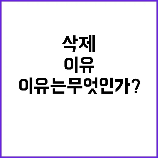 보도 삭제 이유는 무엇인가?