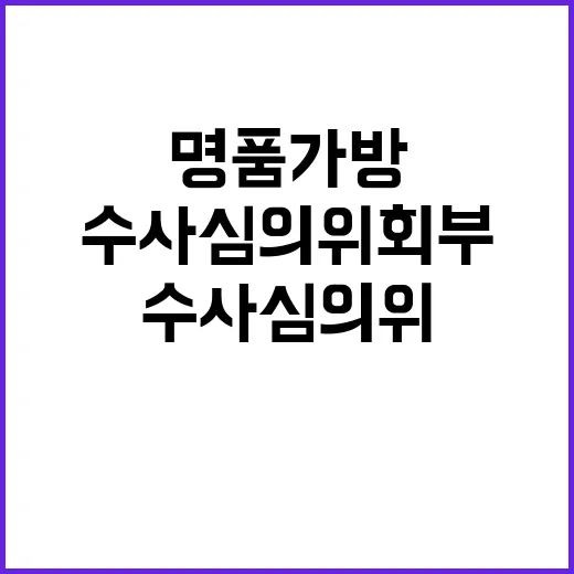 명품가방 사건 수사 심의위 회부 소식! 클릭 필수!