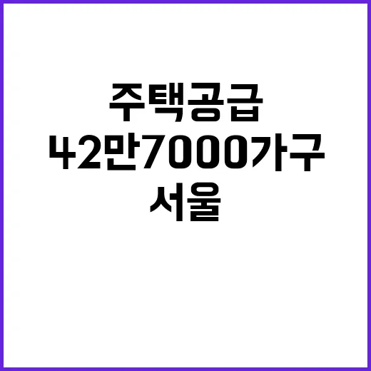 주택 공급 서울 수도권 42만 7000가구 대규모 추진!