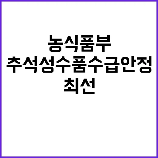 추석 성수품 수급안…