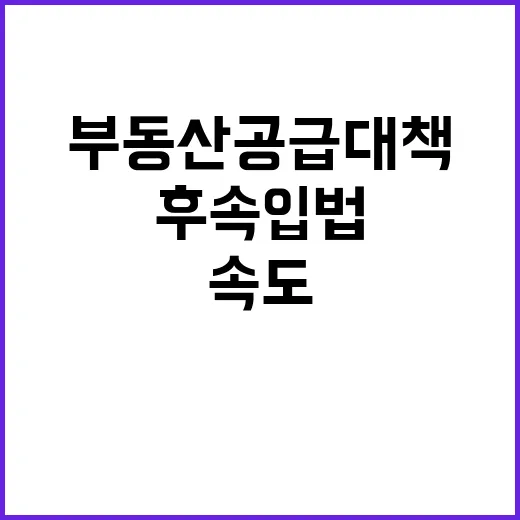 부동산 공급 대책 속도 붙은 후속 입법!