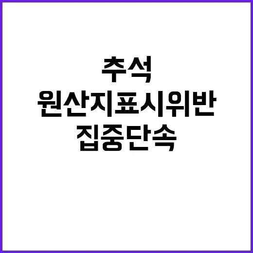 원산지표시 위반 추석 집중 단속으로 사법처리!