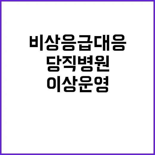 비상응급 대응 당직…