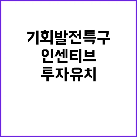 금융위 기회발전특구 인센티브로 신규투자 유치!