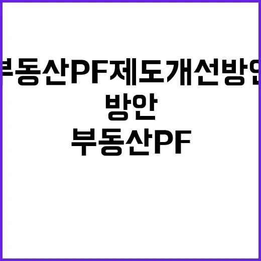 부동산 PF 제도개선 방안 금융위의 소식 공개!