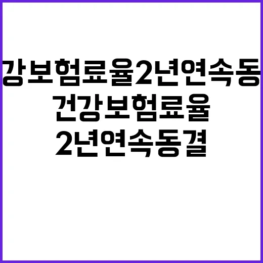 건강보험료율 2년 연속 동결 소식! 클릭하세요!