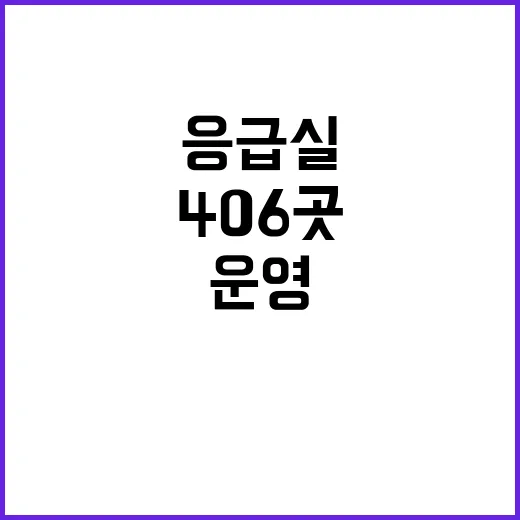 응급실 운영 전국 406곳에서 현재 운영 중!