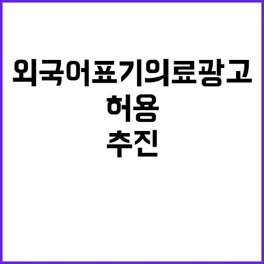 의료관광 혁신 외국어 표기 의료광고 허용 추진!