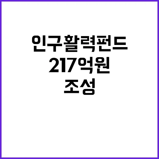 인구활력펀드 217억 원 조성 소식 궁금하지 않나요?