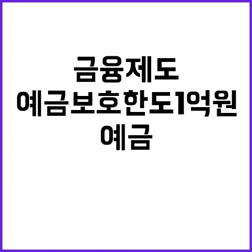 예금보호 한도 1억 원 금융제도 변화 주목!