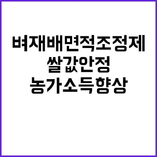 쌀값 안정 농가소득 향상 벼 재배면적 조정제!