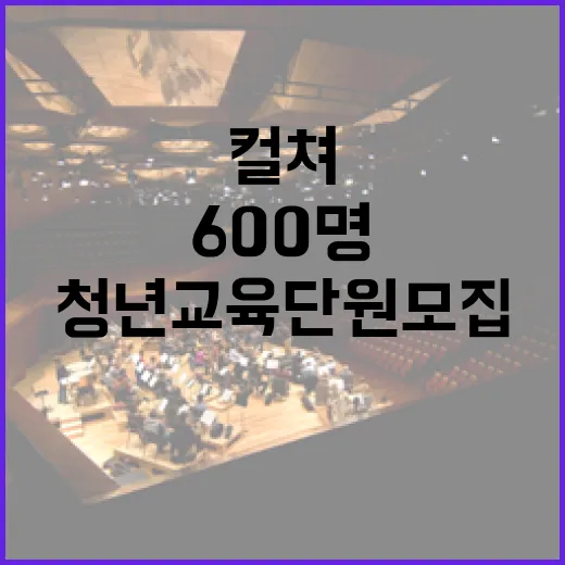 케이 컬쳐 600명 청년교육단원 모집 놓치지 마세요!