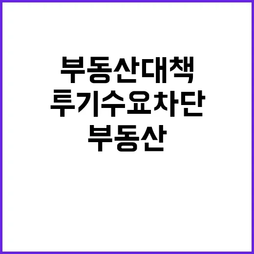 부동산 대책, 투기 수요 차단의 새로운 전환점!