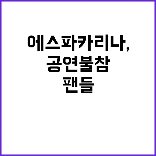 에스파 카리나, 일본 공연 불참으로 팬들 충격!