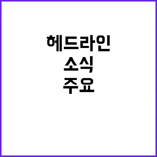 헤드라인 지금 알아야 할 주요 사건과 소식!