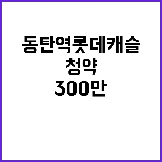 동탄역 롯데캐슬, 역대 최고 경쟁률 300만 청약!