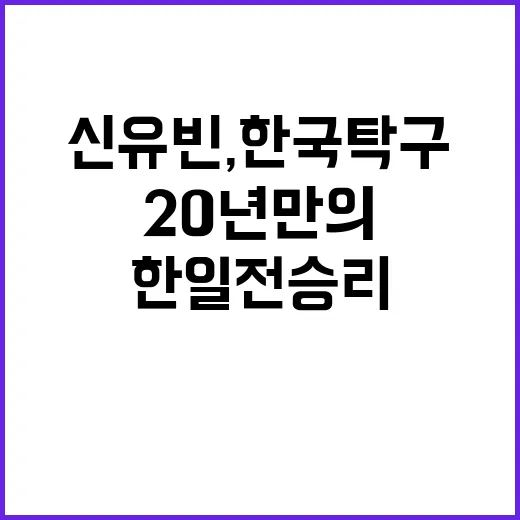 신유빈, 한국 탁구 20년 만의 한일전 승리!