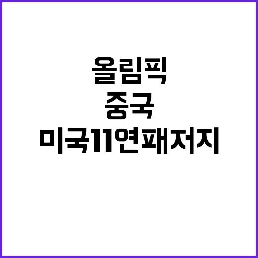 올림픽, 중국의 기적적 승리…미국 11연패 저지!