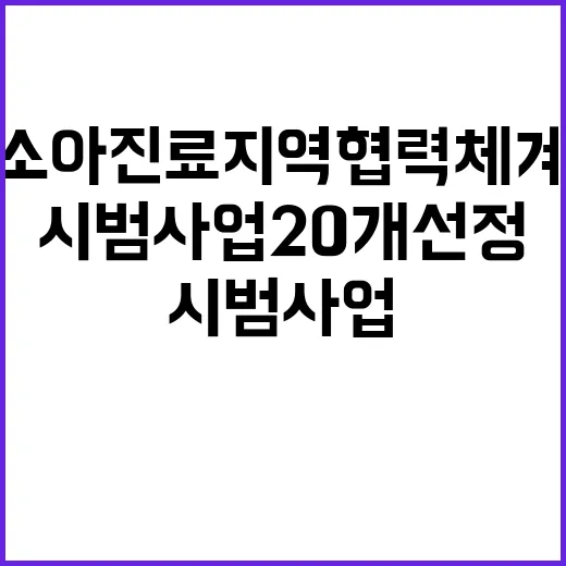 소아진료 지역협력체계, 시범사업 20개 선정 발표!