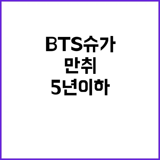 BTS슈가 만취 5년 이하 징역 가능성!