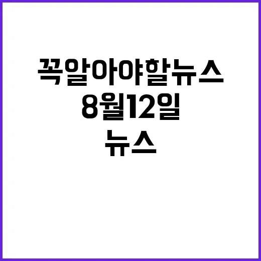 뉴스투나잇 8월 12일 꼭 알아야 할 뉴스!