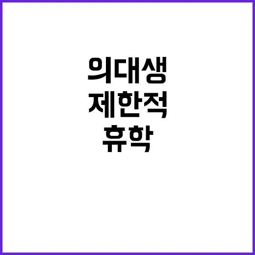 의대생 내년도 복귀 위한 제한적 휴학 허용!