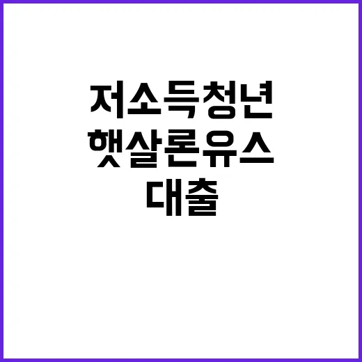 햇살론유스 저소득 …