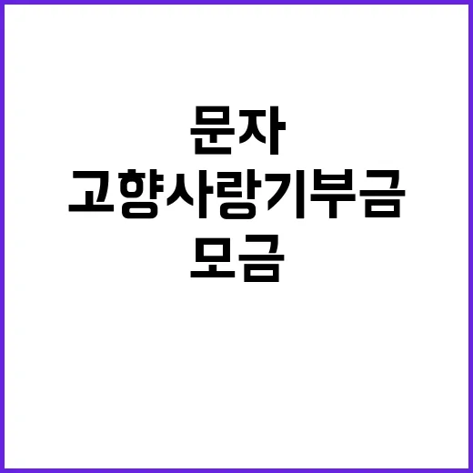 고향사랑기부금, 문자로 모금 가능해졌다! 클릭하세요!